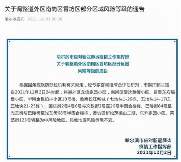 哈爾濱疫情最新通報及防控動態(tài)更新