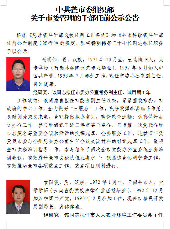 芒市委組織部最新公示及步驟指南概覽